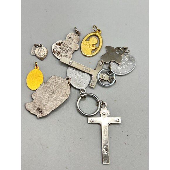 Assorted Vintage Religious Medals Crosses & Charms Lot 10 Pcs Christianity - Picture 7 of 8